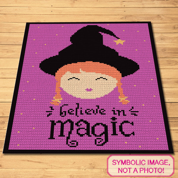 Crochet Witch Pattern - Believe in Magic, Halloween Crochet Blanket