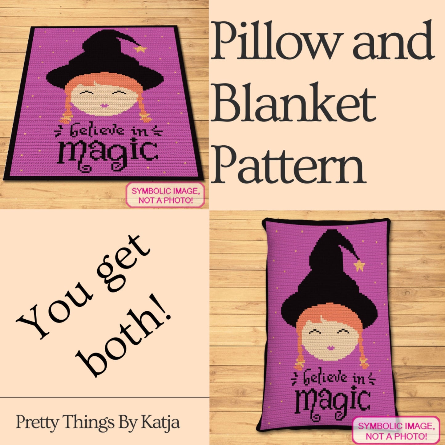 Crochet Witch Pattern - Believe in Magic, Halloween Crochet Blanket