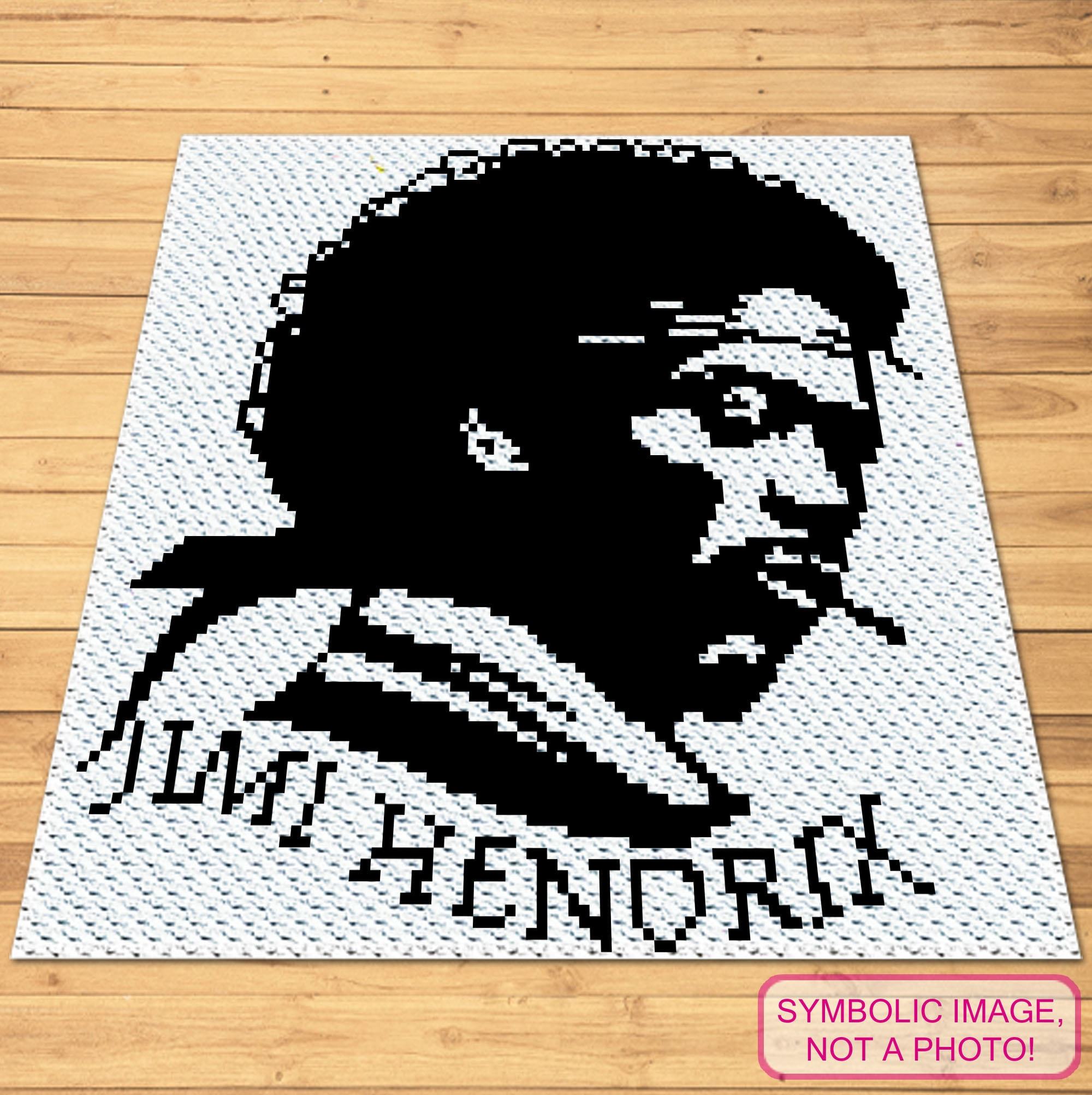 C2C Crochet Celebrity Jimi Hendrix - C2C Crochet Portrait Pattern