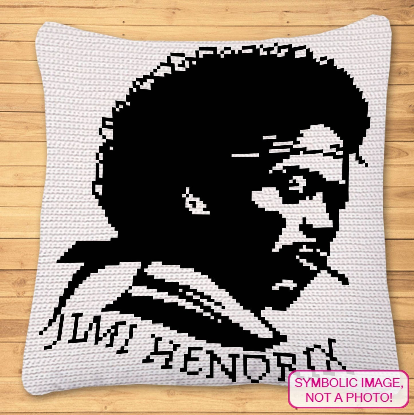 Crochet Celebrity Jimi Hendrix - Tapestry Crochet Portrait Pattern, Crochet Pillow Pattern