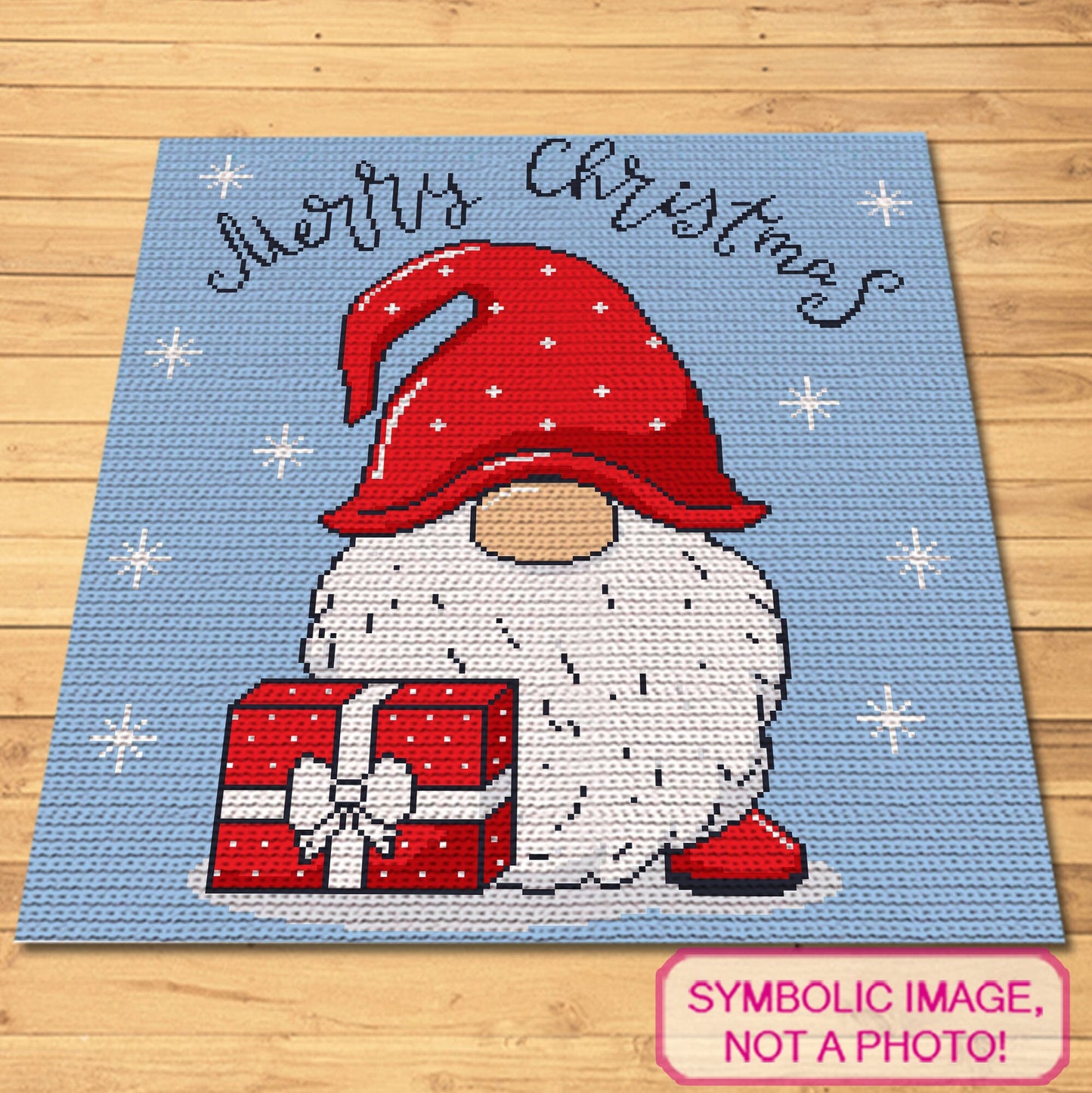 Merry Christmas Crochet Gnome Pattern - Tapestry Crochet Blanket Pattern