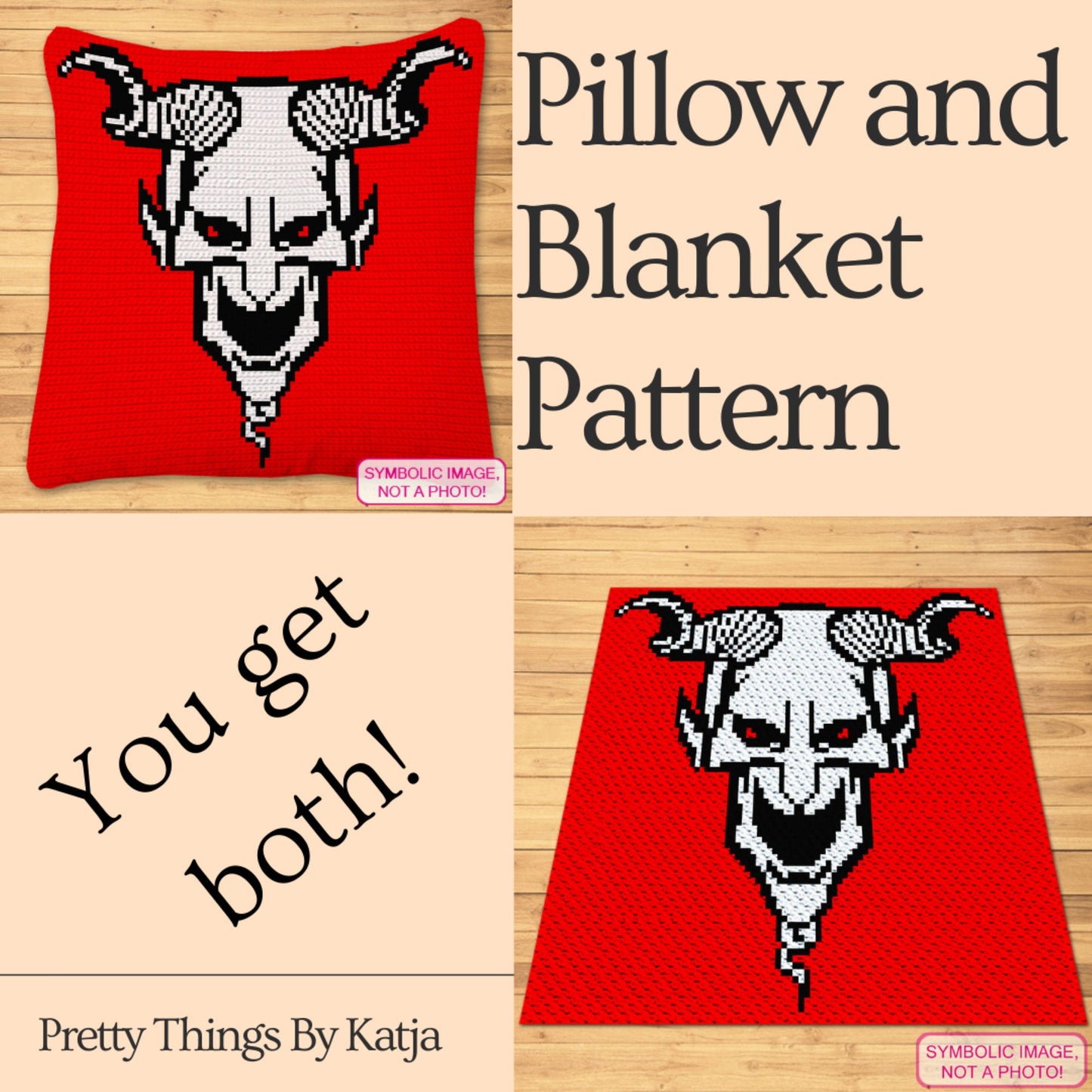 Crochet Devil, Creepy Crochet BUNDLE: C2C Afghan Pattern, Crochet Pillow Pattern