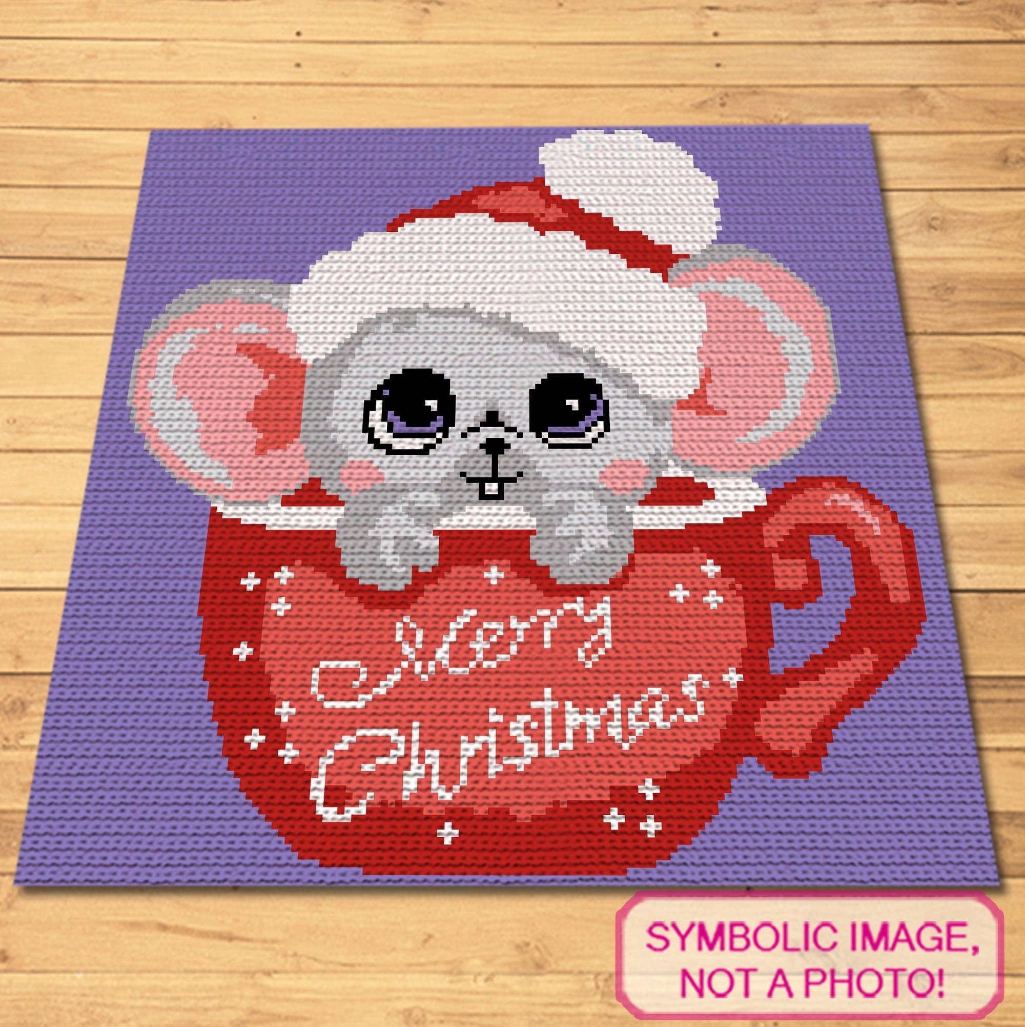 Crochet Christmas Mouse - Christmas Crochet Blanket Pattern, Christmas Crochet Pillow