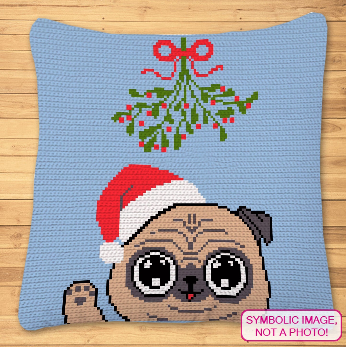 Christmas Crochet Pug Pattern, Tapestry Crochet Blanket Pattern, Crochet Pillow Pattern
