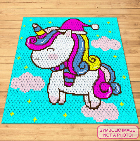 Christmas Unicorn Crochet Blanket - C2C Unicorn Pattern