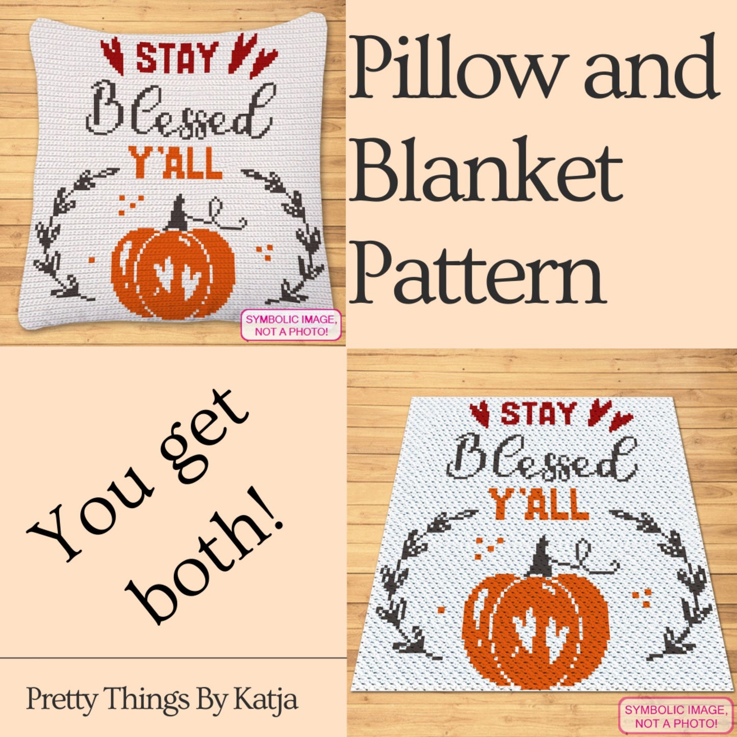 Stay Blessed Thanksgiving Crochet Pattern- SMALL BUNDLE: C2C Crochet Blanket Pattern, Crochet Pillow Pattern
