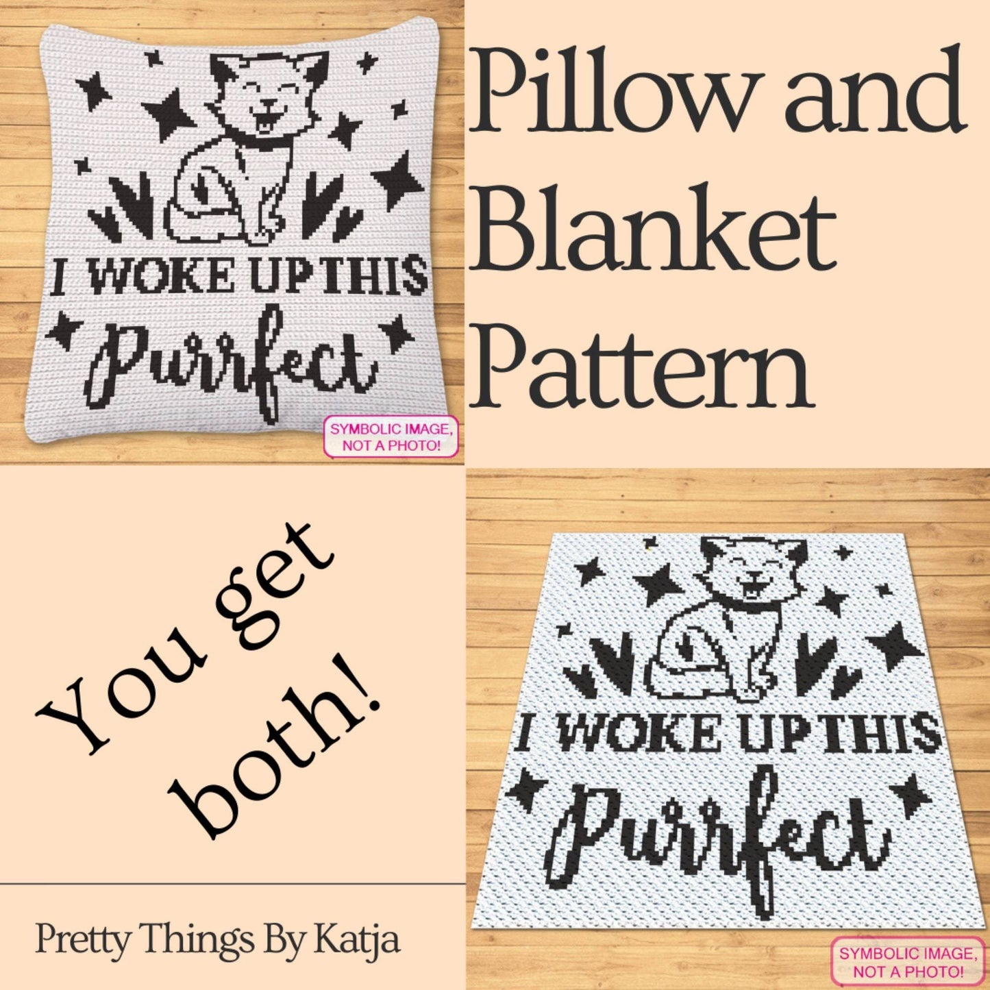 This Purrfect - Tapestry Crochet Cat Blanket Pattern, Cat Crochet Pillow