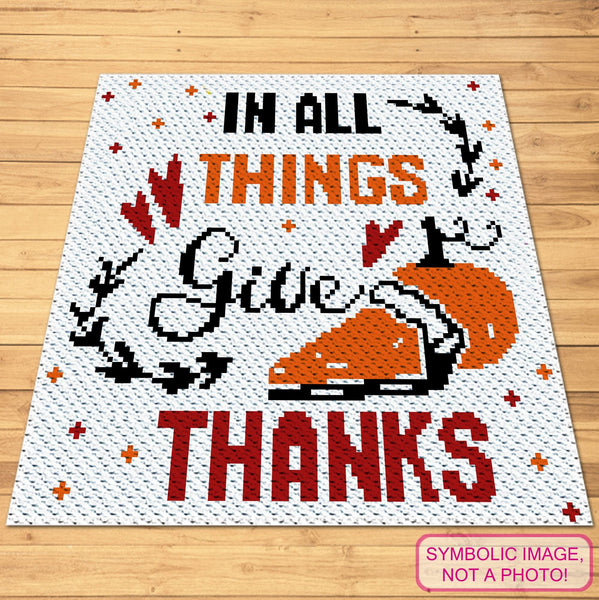 Thanksgiving Crochet Pattern, Give Thanks C2C Crochet Blanket Pattern