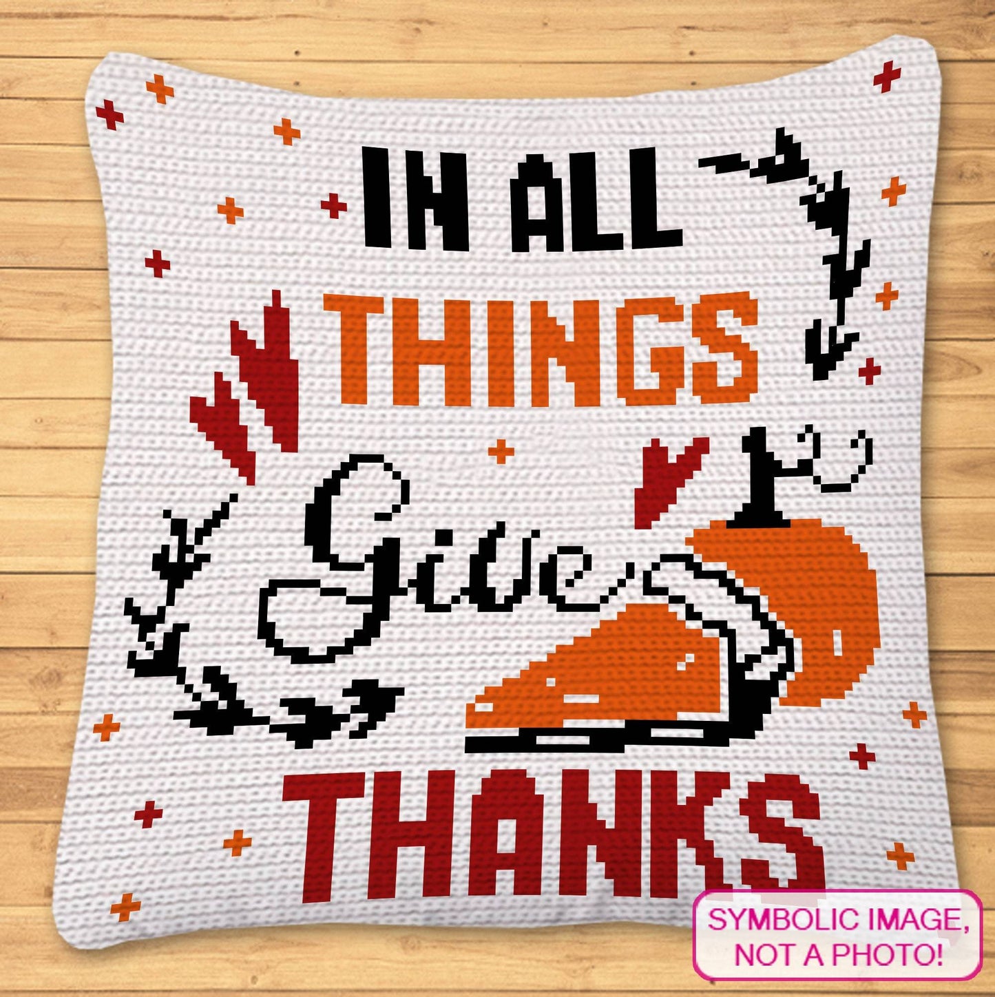 Thanksgiving Crochet Pattern, Give Thanks: Tapestry Crochet Blanket Pattern, Crochet Pumpkin Pillow Pattern