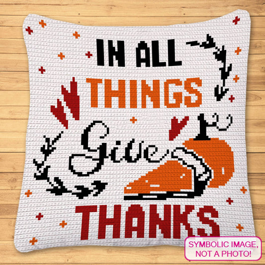 Thanksgiving Crochet Pattern, Give Thanks: Tapestry Crochet Blanket Pattern, Crochet Pumpkin Pillow Pattern
