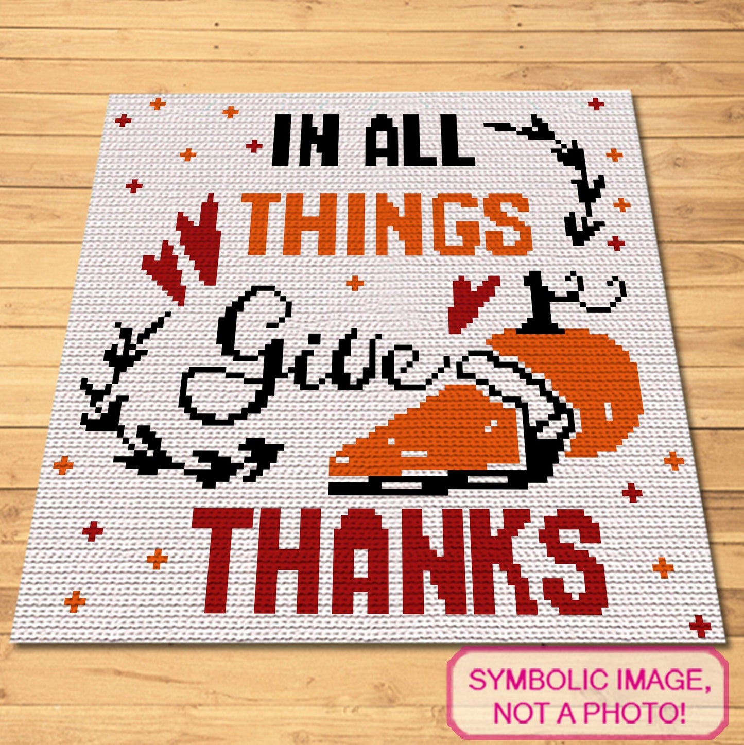 Thanksgiving Crochet Pattern, Give Thanks: Tapestry Crochet Blanket Pattern, Crochet Pumpkin Pillow Pattern