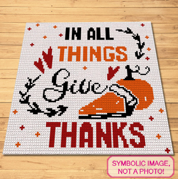 Thanksgiving Crochet Pattern, Give Thanks BUNDLE: C2C Crochet Blanket Pattern, Crochet Pumpkin Pillow Pattern