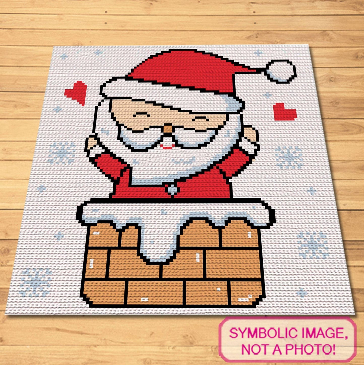 Christmas Crochet Santa Pattern, Tapestry Crochet Pillow Pattern, Crochet Santa Claus Blanket