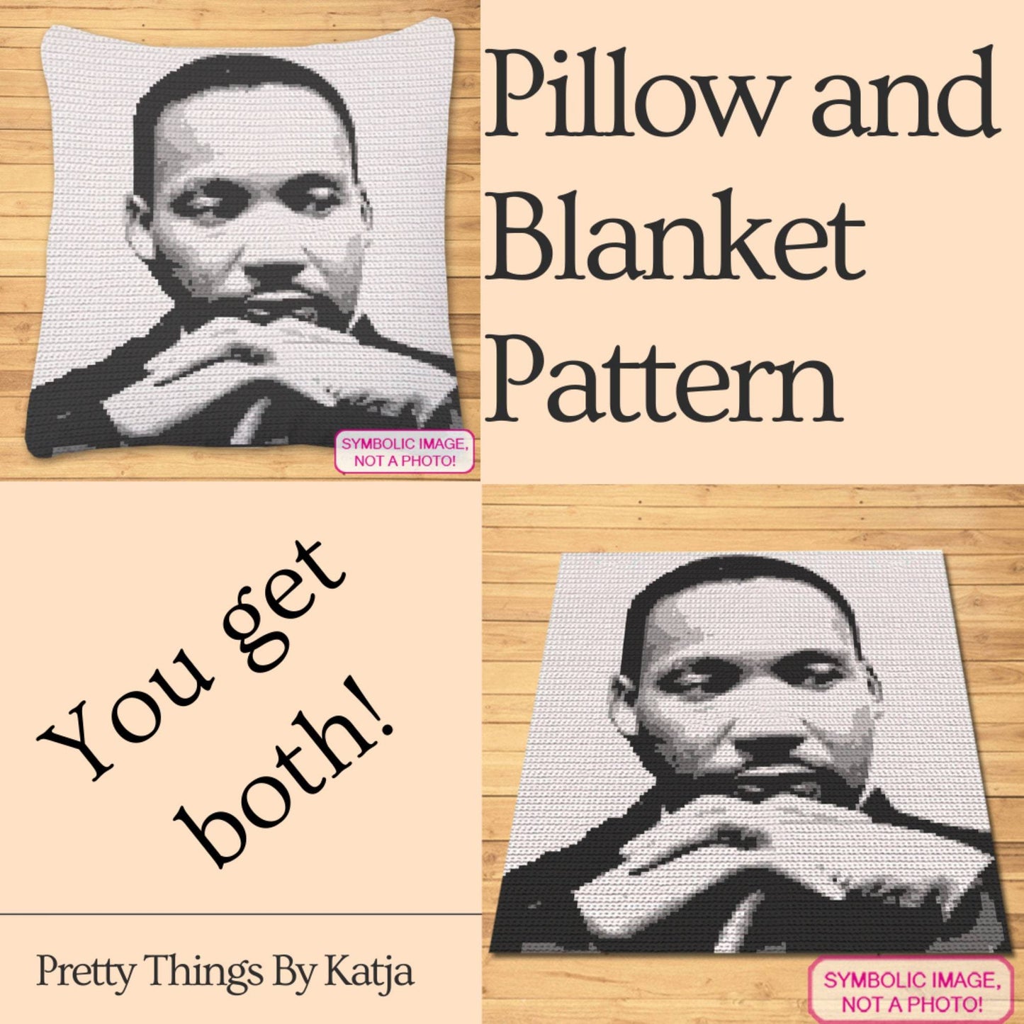 Crochet Celebrity Martin Luther King Jr - Crochet Blanket and Pillow Pattern