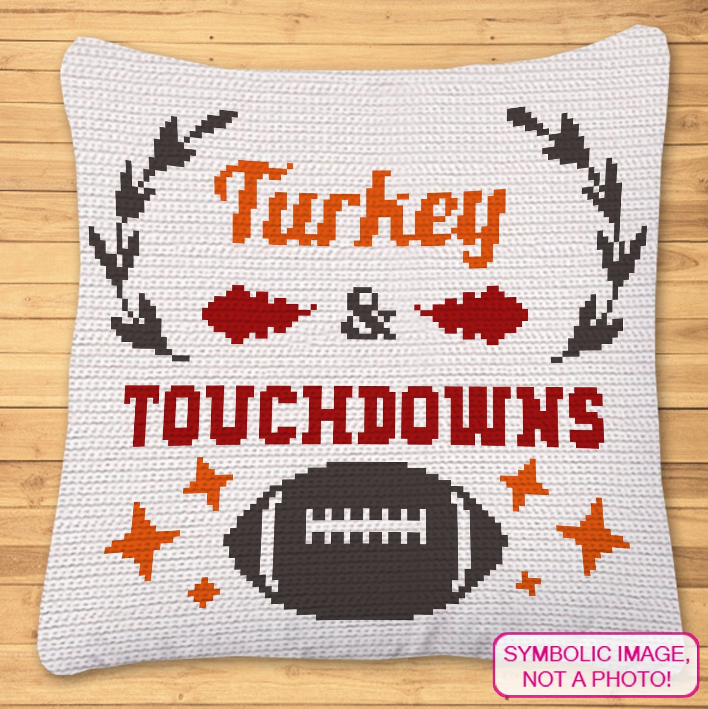 Thanksgiving Crochet Pattern, Touchdowns Crochet BUNDLE: C2C Crochet Blanket Pattern, Crochet Pillow Pattern
