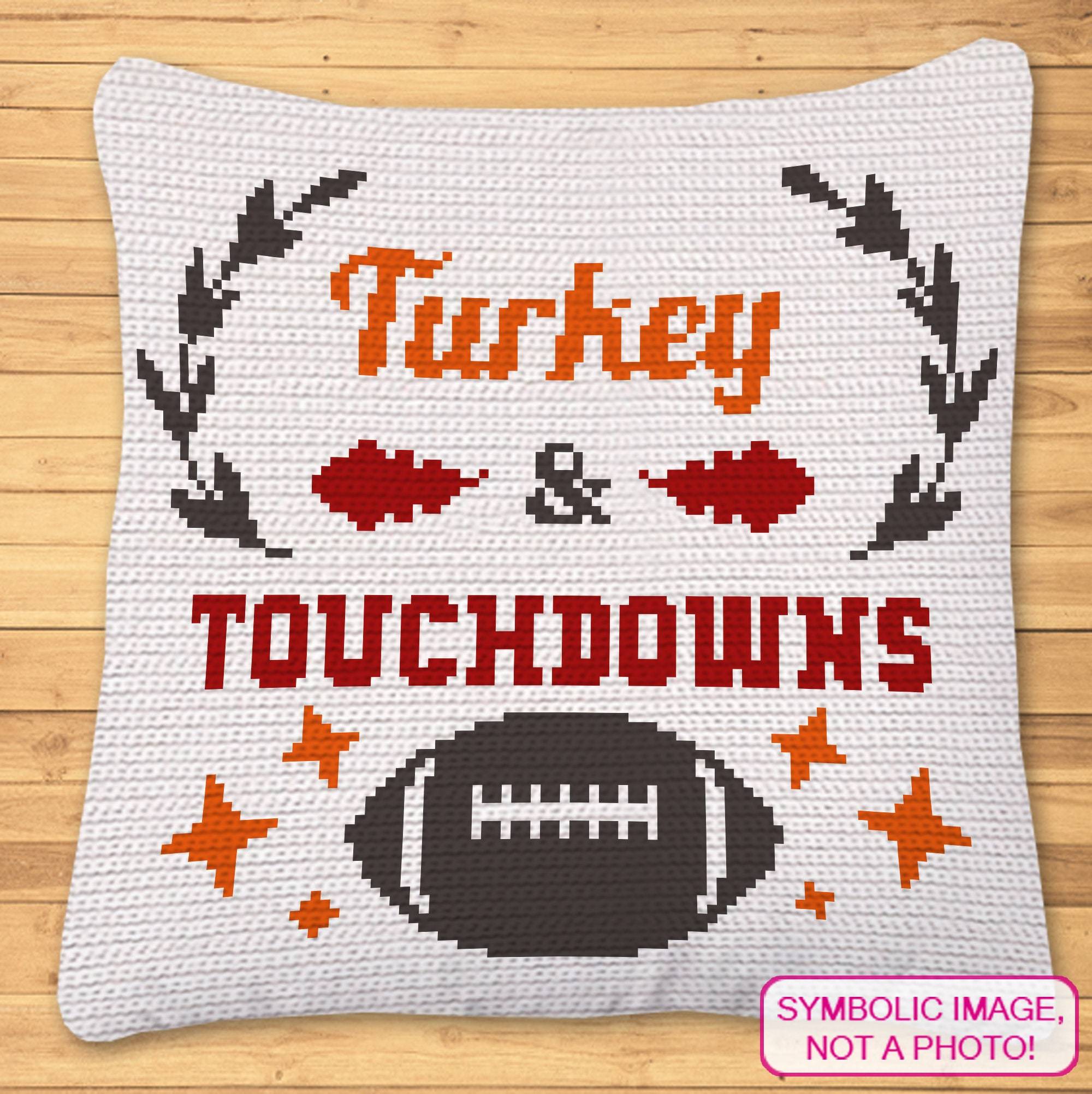 Thanksgiving Crochet Pattern -Touchdowns - Tapestry Crochet Blanket Pattern, Crochet Pillow Pattern