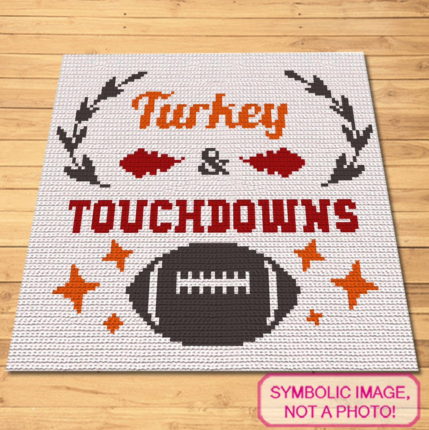 Thanksgiving Crochet Pattern, Touchdowns Crochet BUNDLE: C2C Crochet Blanket Pattern, Crochet Pillow Pattern