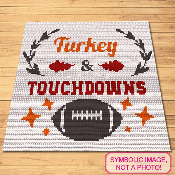 Thanksgiving Crochet Pattern -Touchdowns - Tapestry Crochet Blanket Pattern, Crochet Pillow Pattern