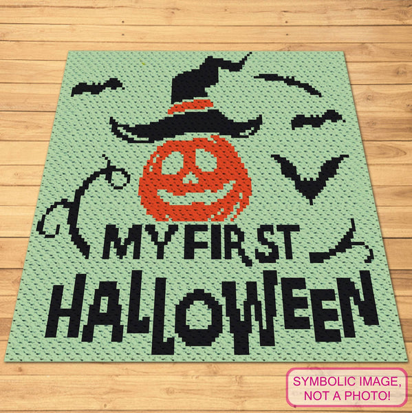 My First Halloween - C2C Graphgan Pattern, Halloween Crochet Afghan