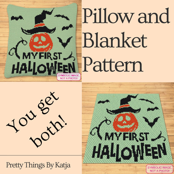 My First Halloween - Tapestry Crochet Graphgan Pattern, Halloween Crochet Pillow