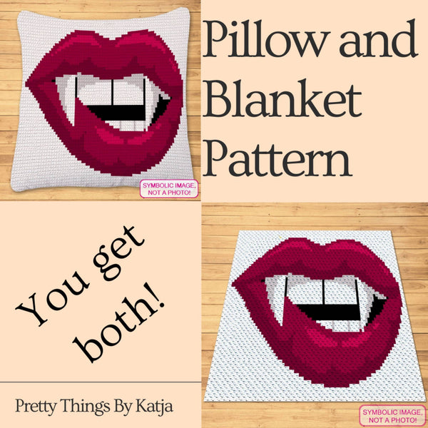 Crochet Vampire Pattern - Tapestry Crochet Blanket Pattern, Halloween Crochet Pillow