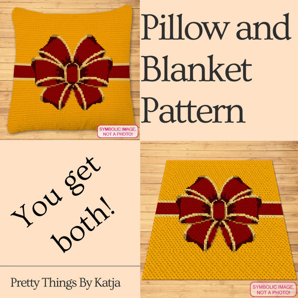 Crochet Gift Pattern, Crochet BUNDLE: C2C Christmas Blanket Pattern, Christmas Crochet Pillow Pattern