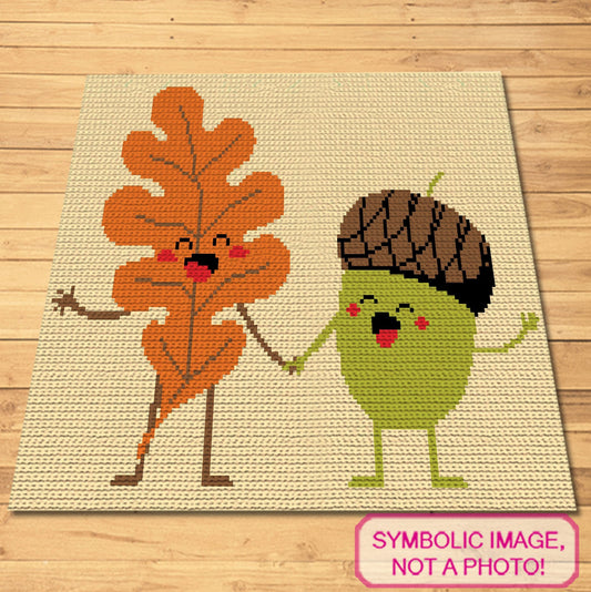 Fall Crochet Pattern, Leaf and Acorn Crochet Afghan Blanket Pattern, Crochet Pillow Pattern