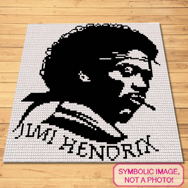 Crochet Celebrity Jimi Hendrix - Tapestry Crochet Portrait Pattern, Crochet Pillow Pattern