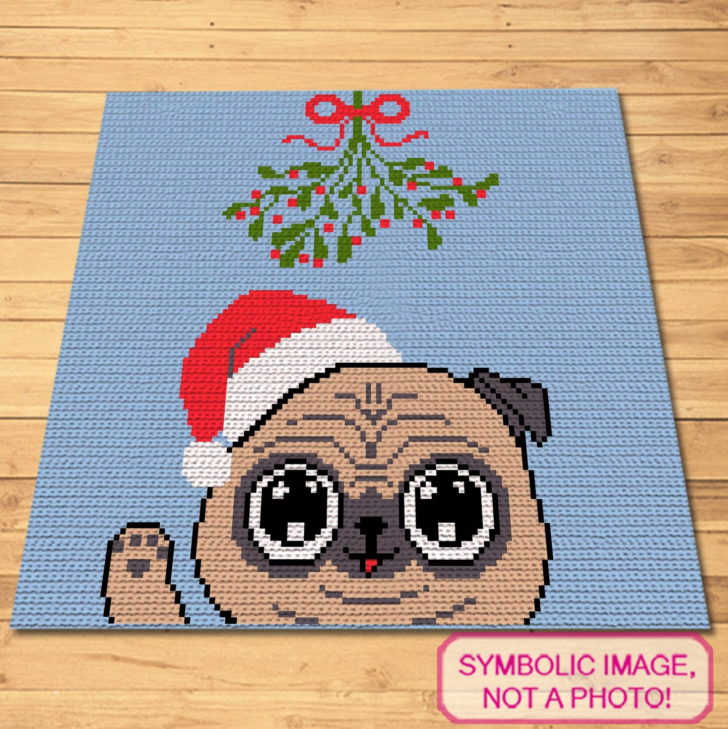 Christmas Crochet Pug Pattern, Tapestry Crochet Blanket Pattern, Crochet Pillow Pattern