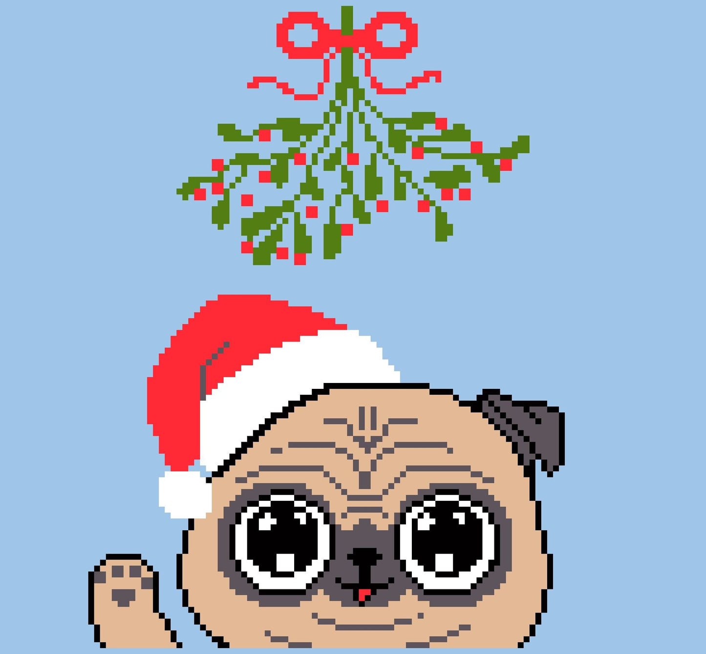 Christmas Crochet Pug Pattern, Tapestry Crochet Blanket Pattern, Crochet Pillow Pattern