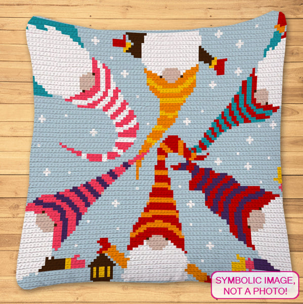 Crochet Gnomes Pattern, Crochet BUNDLE: C2C Crochet Pattern, Christmas Crochet Pillow Pattern