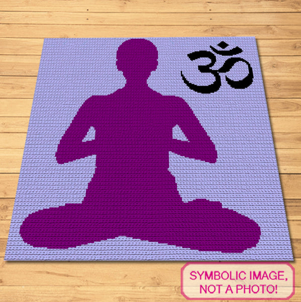 Om Meditation Yoga Crochet Pattern, Tapestry Crochet Blanket Pattern