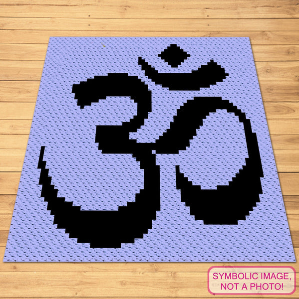 Om Sign Yoga Crochet Pattern - C2C Crochet Blanket Pattern