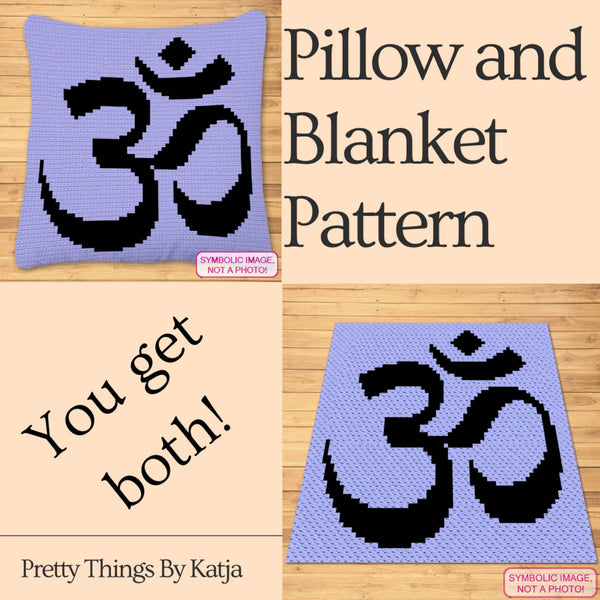 Om Sign Yoga Crochet Pattern - Tapestry Crochet Blanket Pattern, Crochet Pillow Pattern