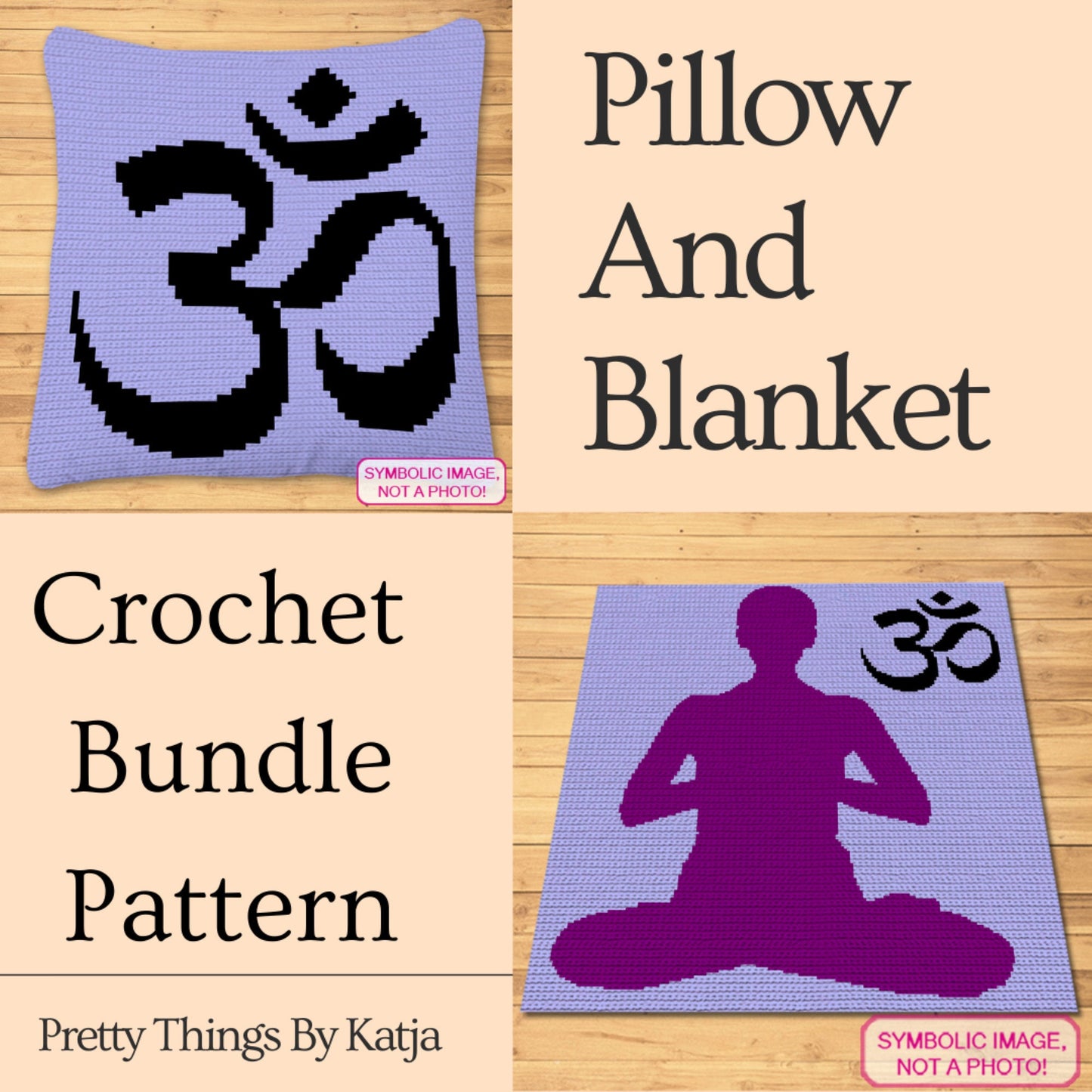 Om Yoga Crochet Pattern BUNDLE: C2C Crochet Graphgan Pattern, Crochet Pillow Pattern