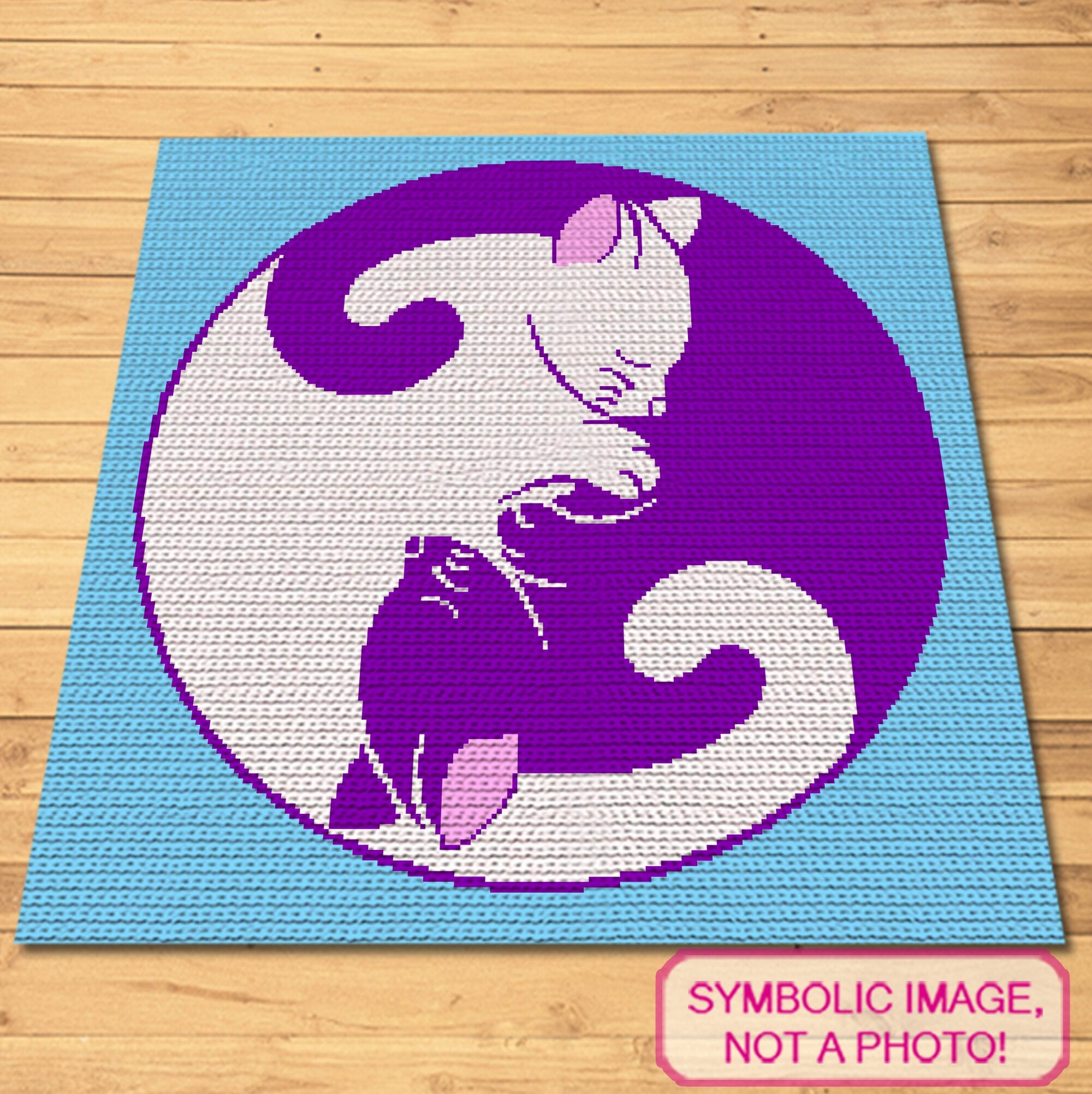 Cat Crochet Blanket Pattern, Crochet Yoga Pattern, Yin Yang Blanket