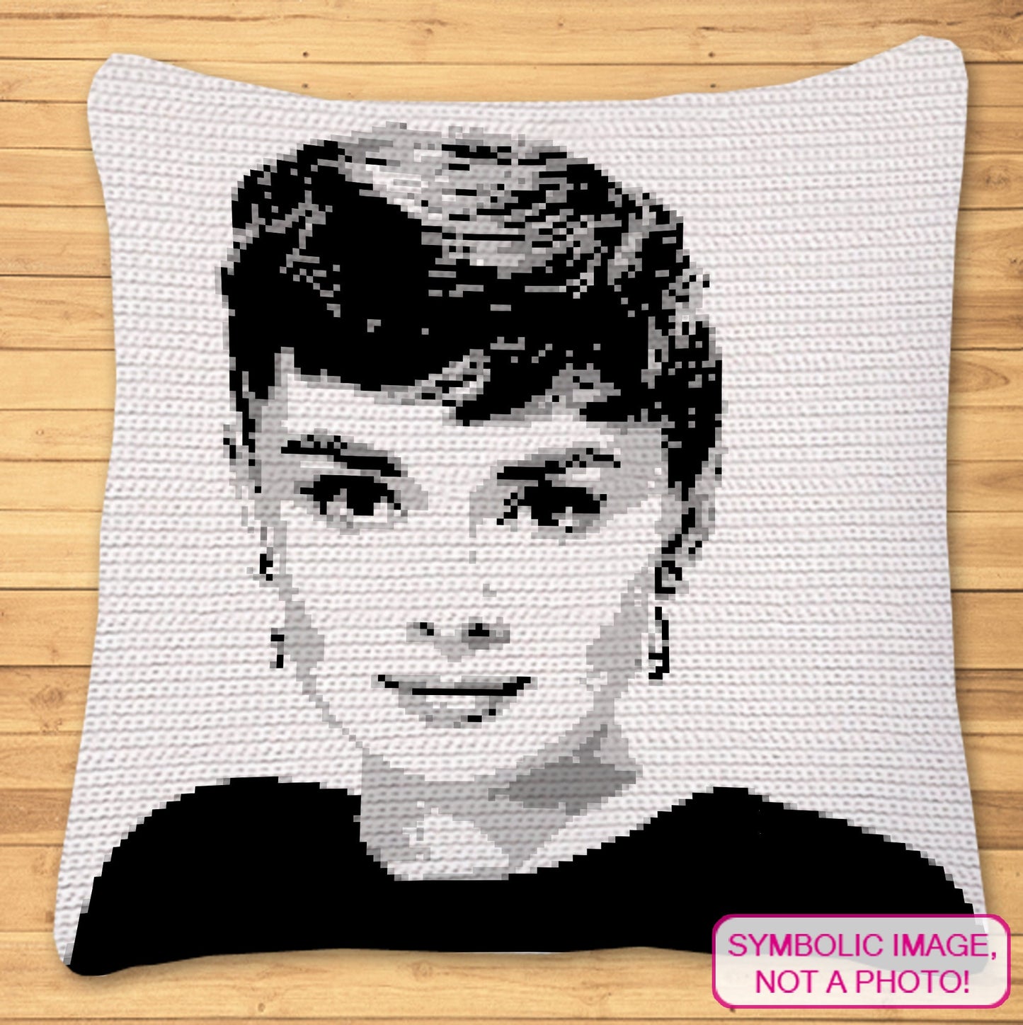 Crochet Celebrity Audrey Hepburn (Short Hair), Crochet Blanket Pattern, Crochet Pillow Patternt Portrait Pattern