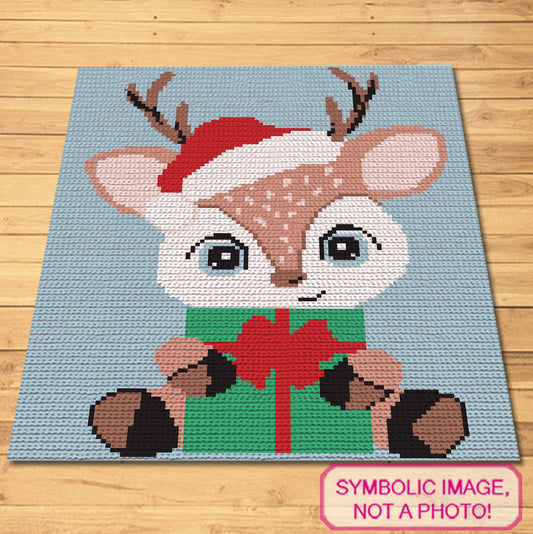 Crochet Christmas Deer Pattern, Crochet Deer Blanket, Christmas Crochet Pillow