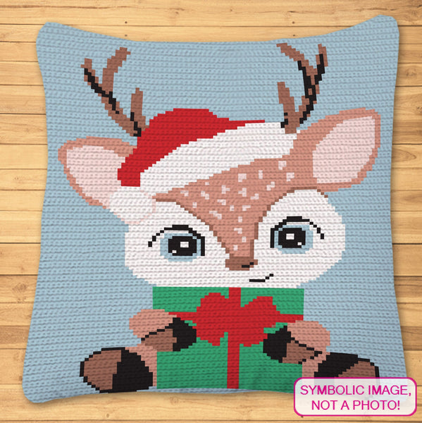 Crochet Christmas Deer Pattern, Crochet Deer Blanket, Christmas Crochet Pillow