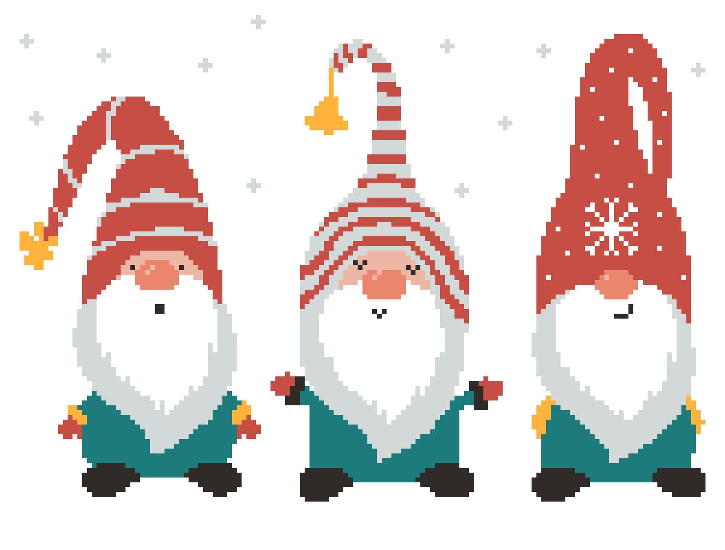 Crochet Three Gnomes Pattern, Christmas Crochet Afghan Pattern, Crochet Pillow Pattern