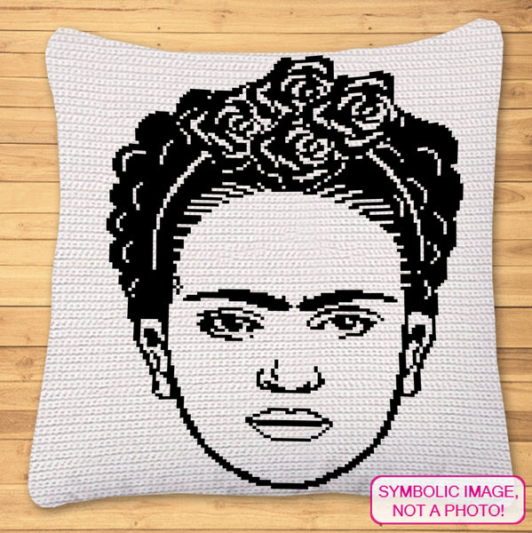 Crochet Celebrity Frida Kahlo, Crochet Blanket Pattern, Crochet Pillow Pattern