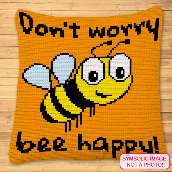 Crochet Bee Pattern, Bee Happy: Tapestry Crochet Blanket Pattern, Crochet Bee Pillow Pattern