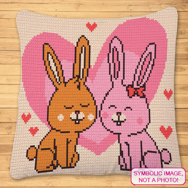 Crochet Valentine Day Pillow Pattern - Crochet Bunny Pattern with Written Instructions. Click to learn more!