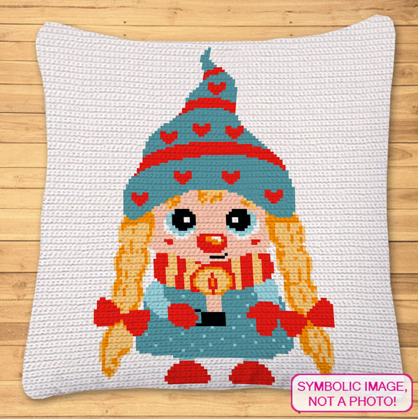 Crochet Gnome Pillow Pattern - Tapestry crochet Pattern with Written Instructions. Click to learn more!