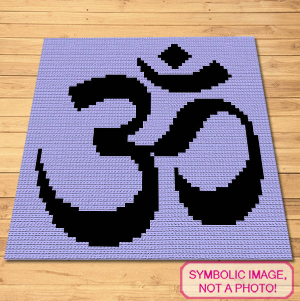 Om Sign Yoga Crochet Pattern - Tapestry Crochet Blanket Pattern, Crochet Pillow Pattern