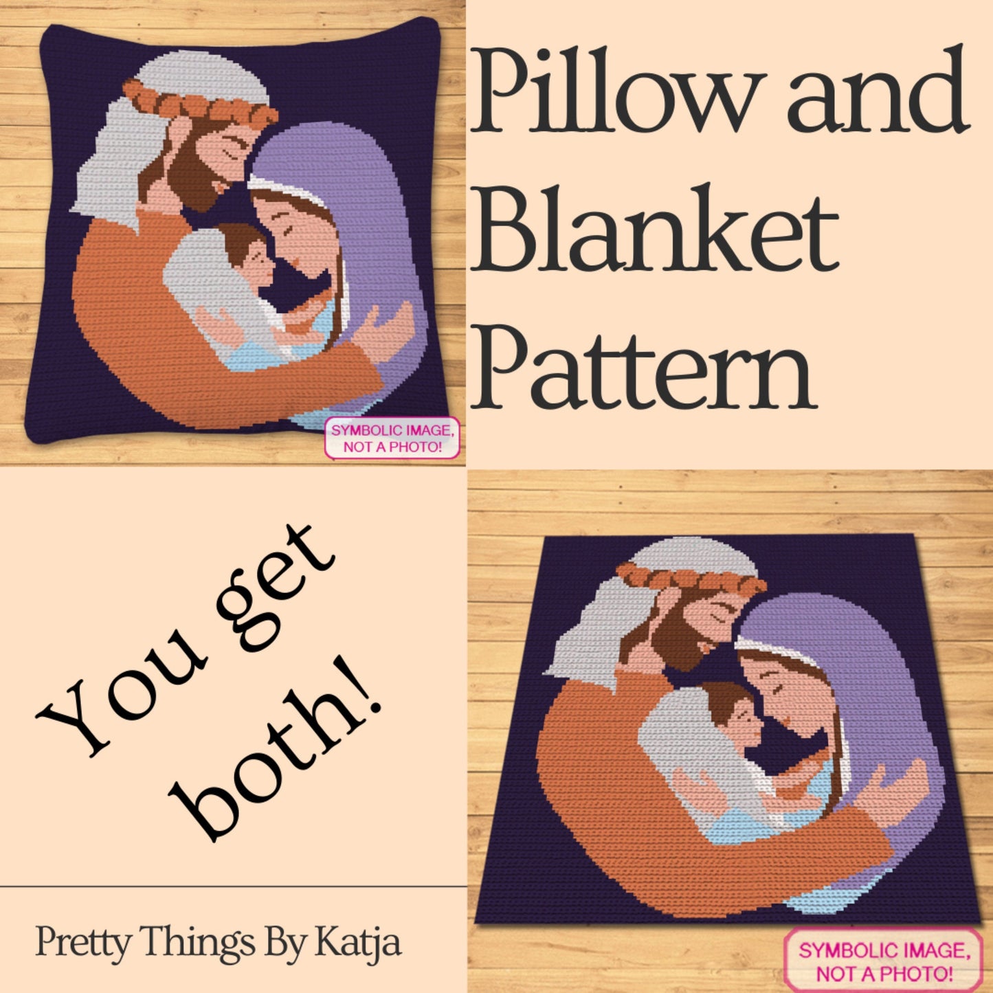 Crochet Nativity Pattern, Christmas Crochet Blanket, Crochet Pillow Pattern