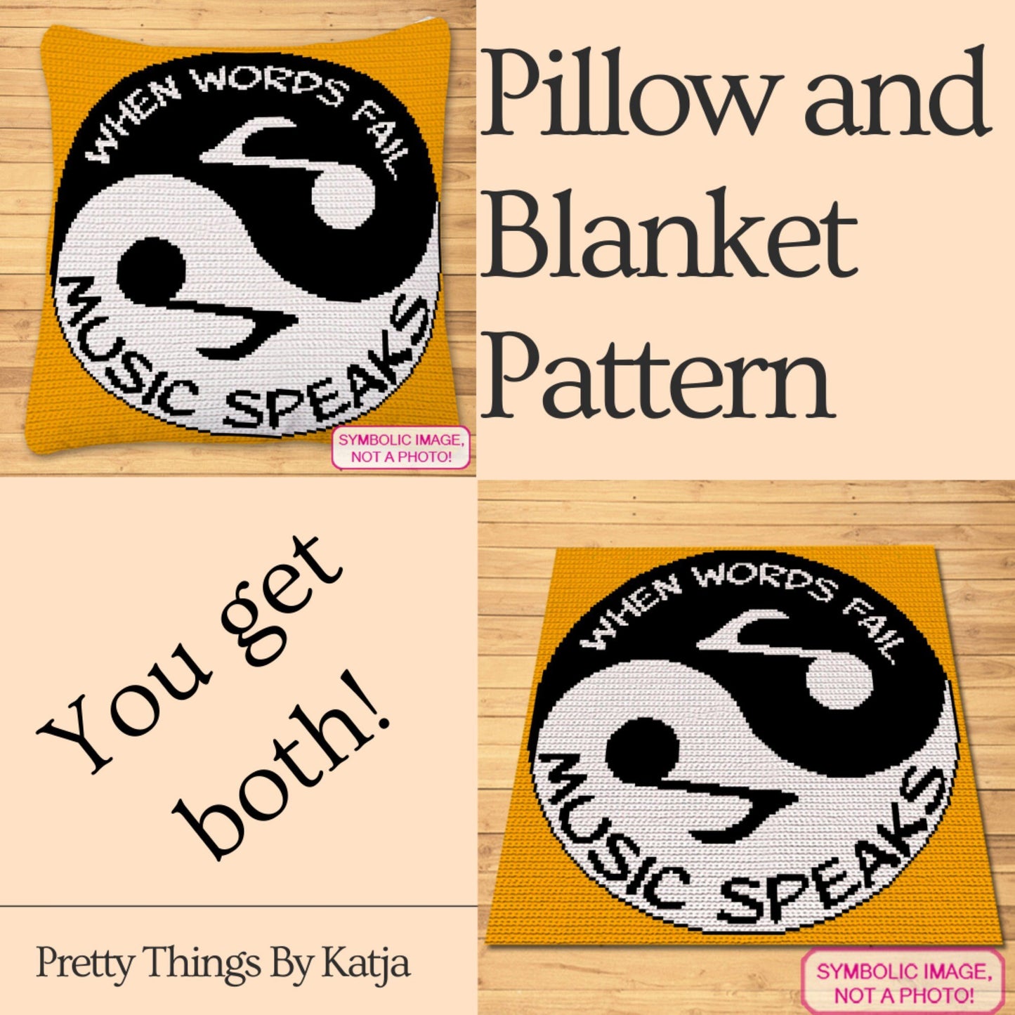 Yin Yang Music Crochet Pattern - C2C Blanket Pattern
