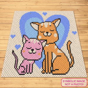 C2C Cat Blanket Pattern with Written Instructions. Cute Crochet Pattern for Valentines Day. Click to learn more!