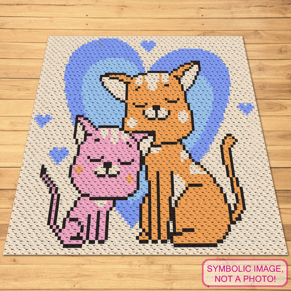 C2C Cat Blanket Pattern with Written Instructions. Cute Crochet Pattern for Valentines Day. Click to learn more!