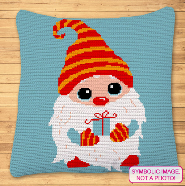 Crochet Gnome Pattern - Tapestry Crochet Pillow Pattern with Written Instructions. Click to learn more!